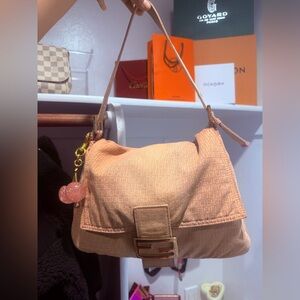 Fendi Pink Denim Ombré mamma Baguette gold hardware